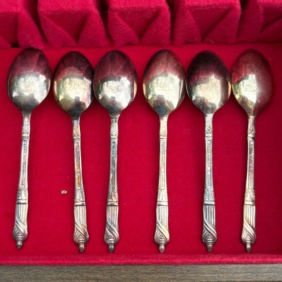 Set Of 6 Vintage EPNS Sheffield England Teaspoons With Ornate Handles 4.5" Silve - Picture 5 of 5